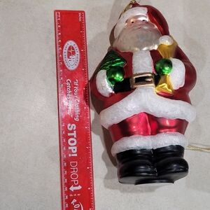 Glass Hand Painted Santa 9 Inches Tall Large Ornament Or Decoration Christmas